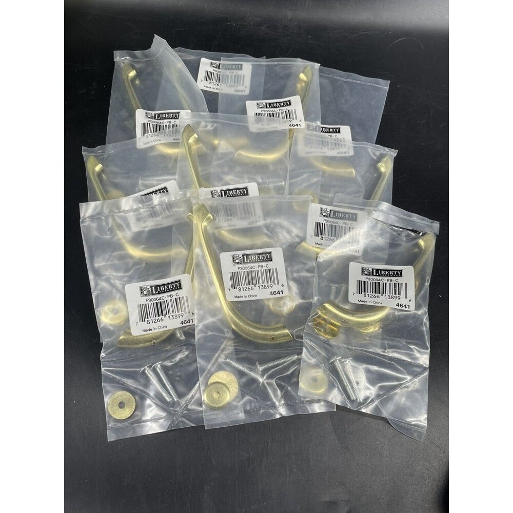 New Liberty Hardware Drawer Cabinet Pulls Gold Tone 10 Count Modern Curved 4641